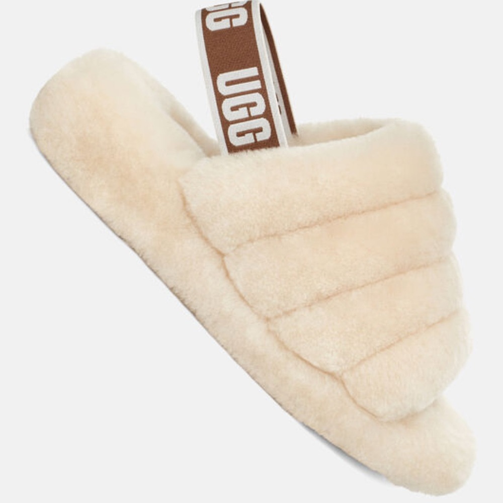 Y2K Spellout UGG WOMENS FLUFF YEAH SLIDE sz 6 - Picture 1 of 10